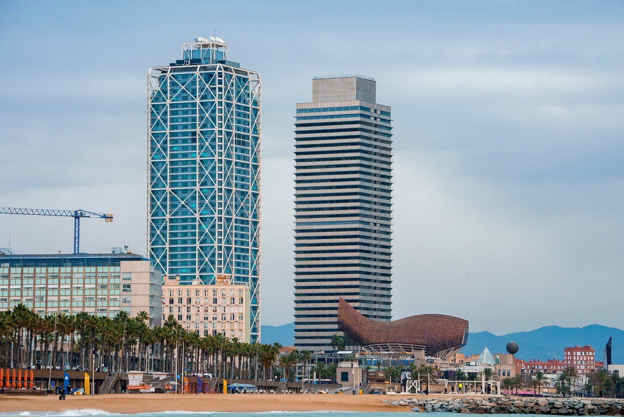 Mapfre tower and hotel arts at port olympic Barcelona