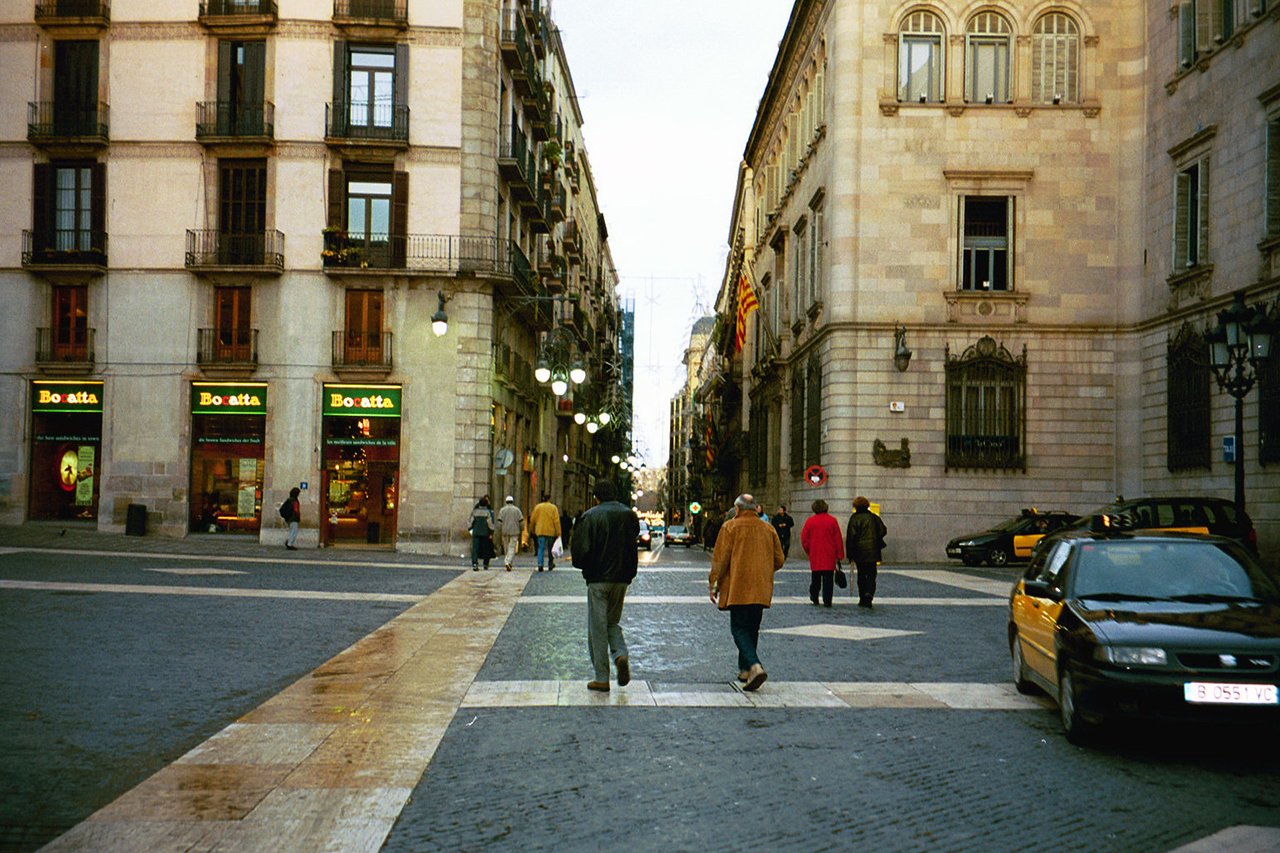 A square in Barcelona center during winter