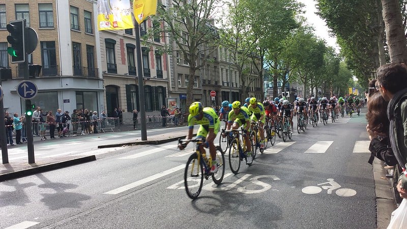 Bikers riding in lille during a previous tour de france