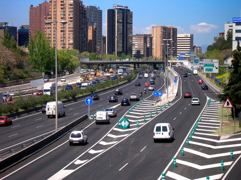 Cars on a highway close to Madrid