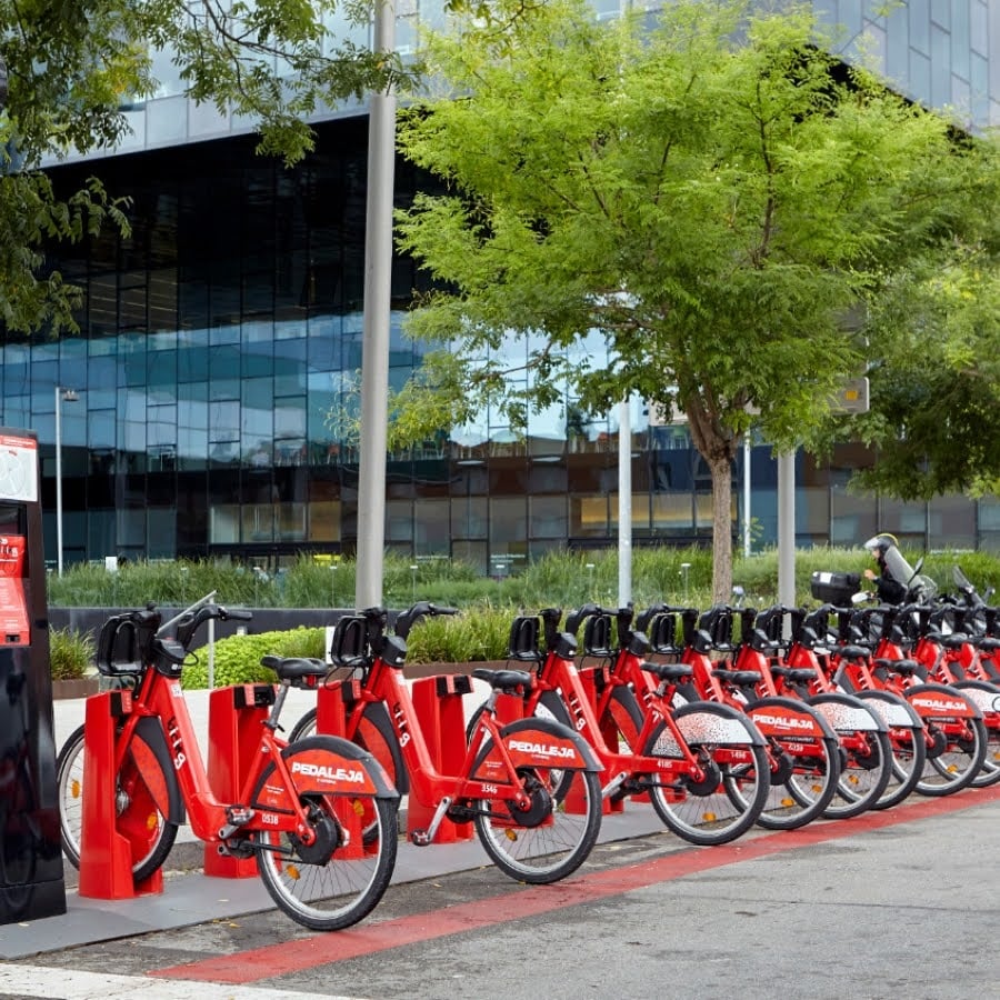 Rental bikes in Barcelona, at their charging spots