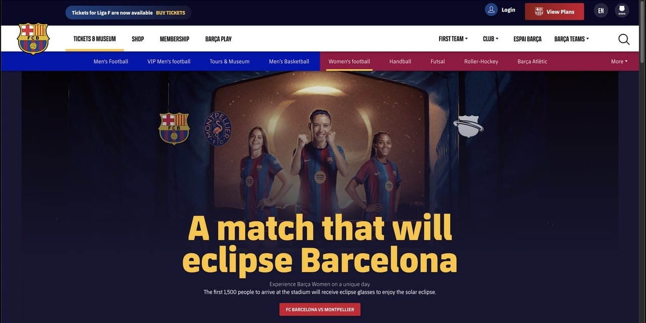 The official FC Barcelona women's football tickets page