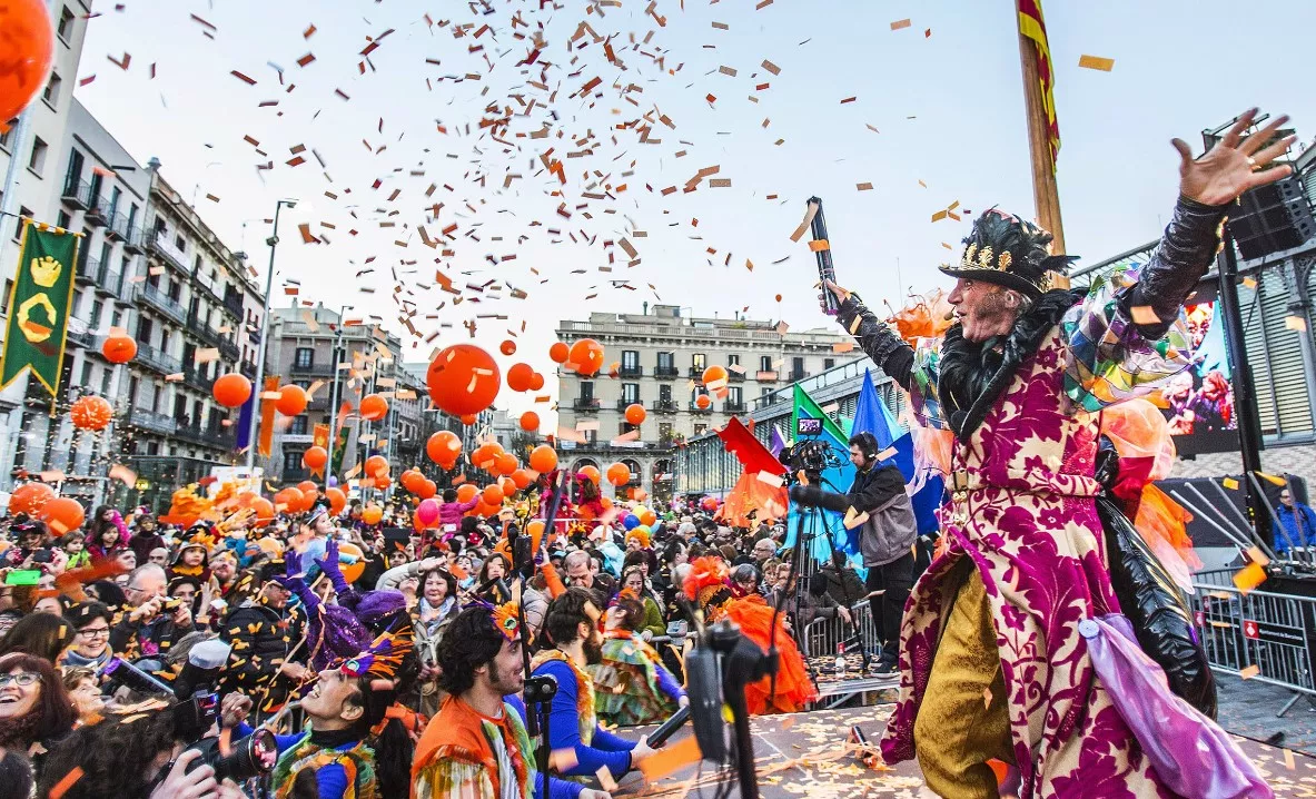 Barcelona Carnival being celebrated on the streets