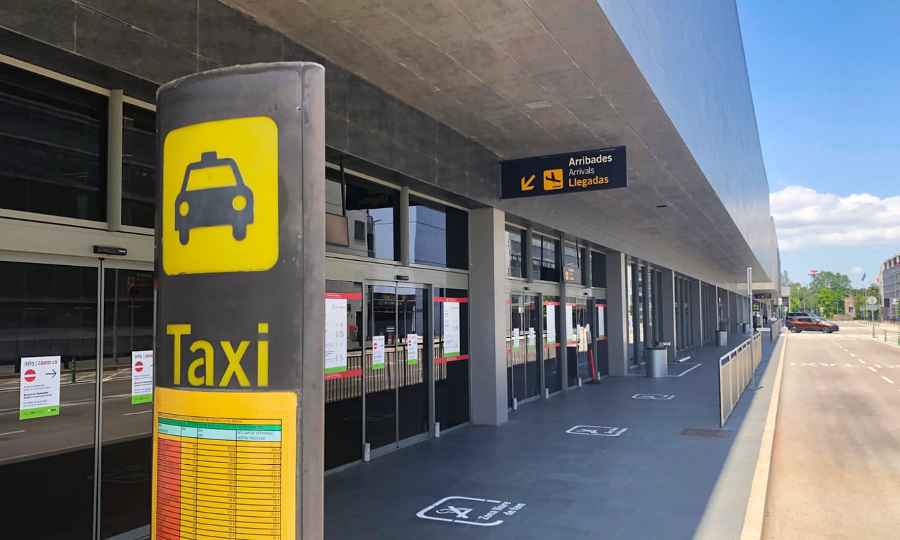 Taxi stops at girona-costa brava airport