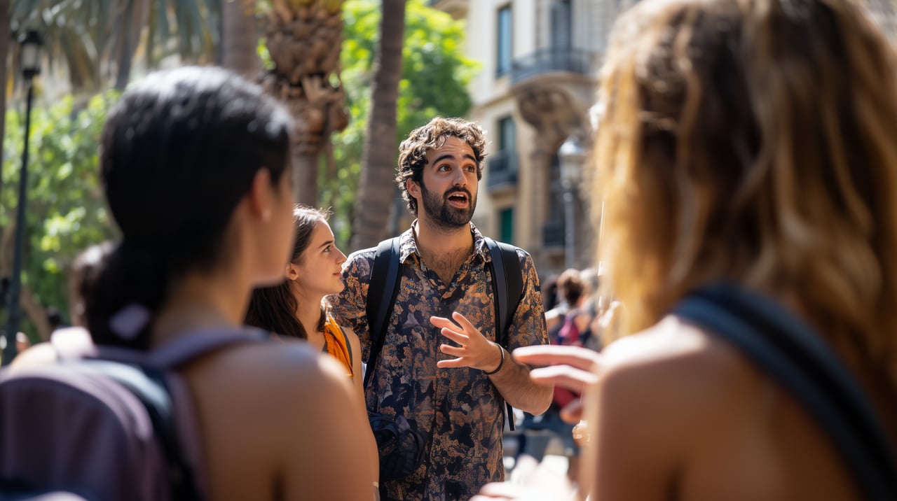 tour guide talking to group of people