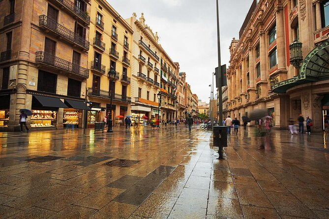 A street in the el born neighbourhood, during a rainy day